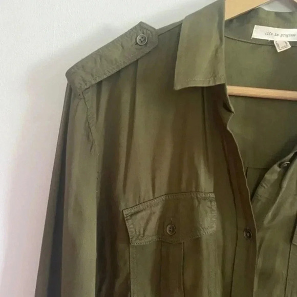 Life in Progress Military Green Button Down - Picture 5 of 9